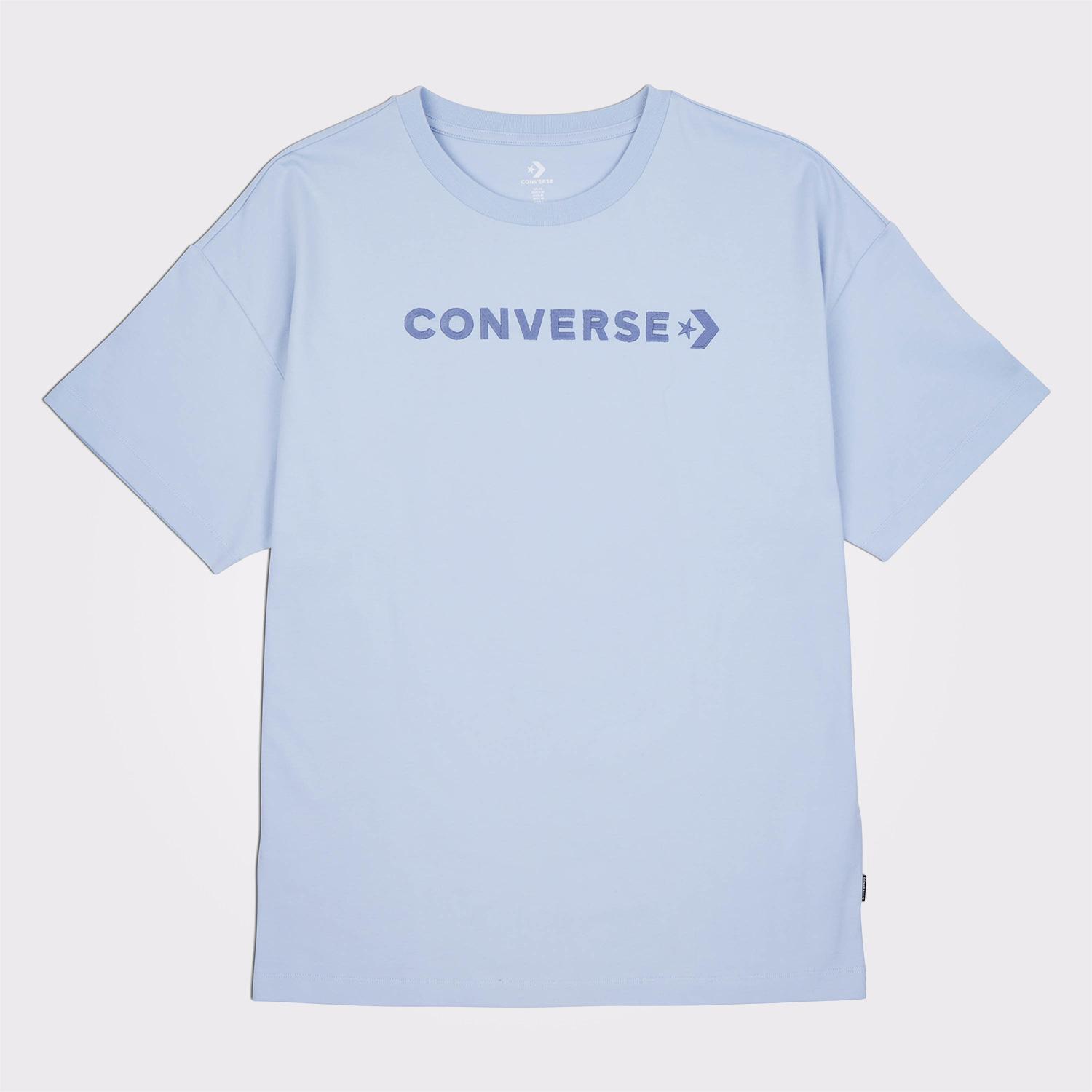 Converse Oversized Wordmark Kadın Mavi T-Shirt
