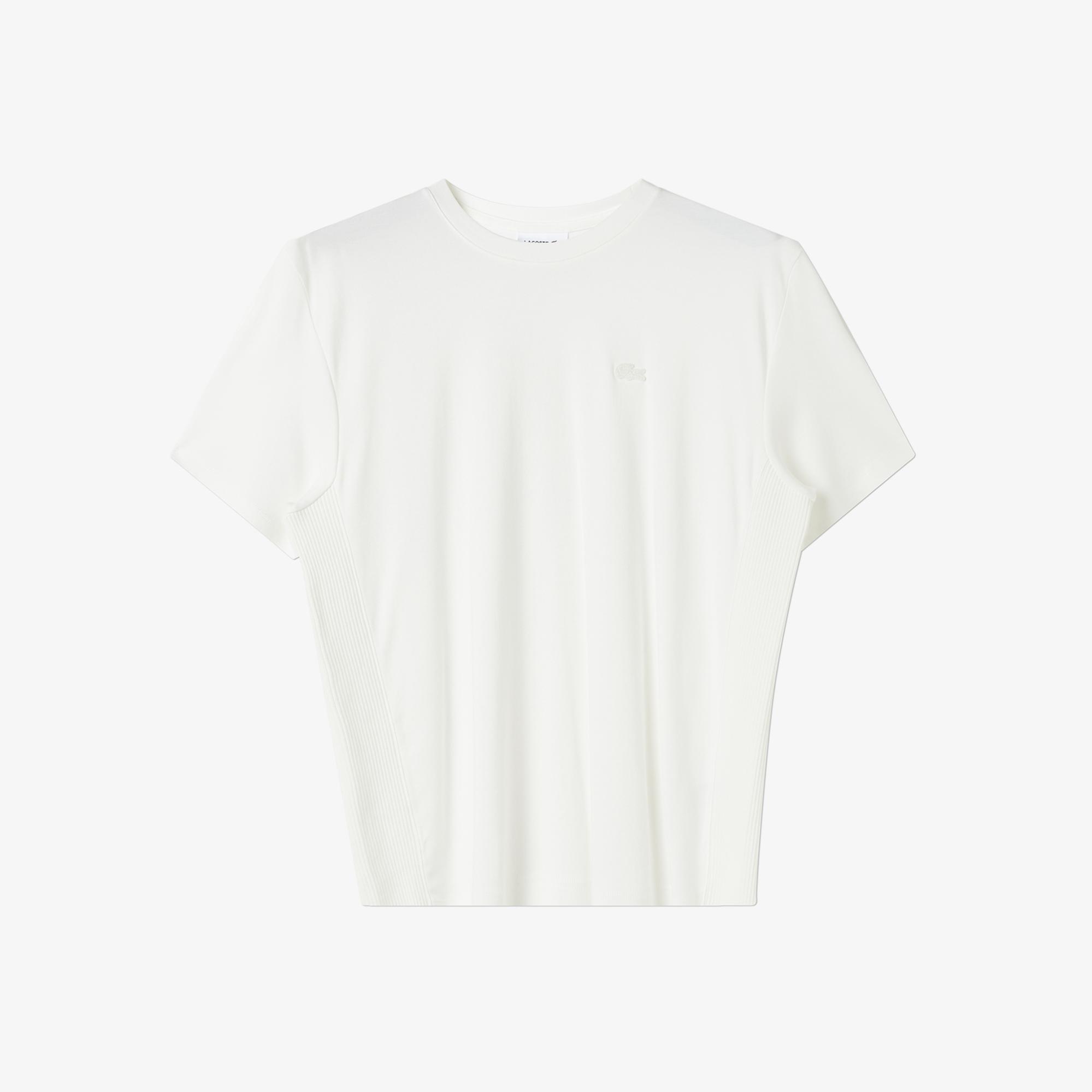 Lacoste Kadın Relaxed Fit Bisiklet Yaka Koyu Beyaz T-Shirt