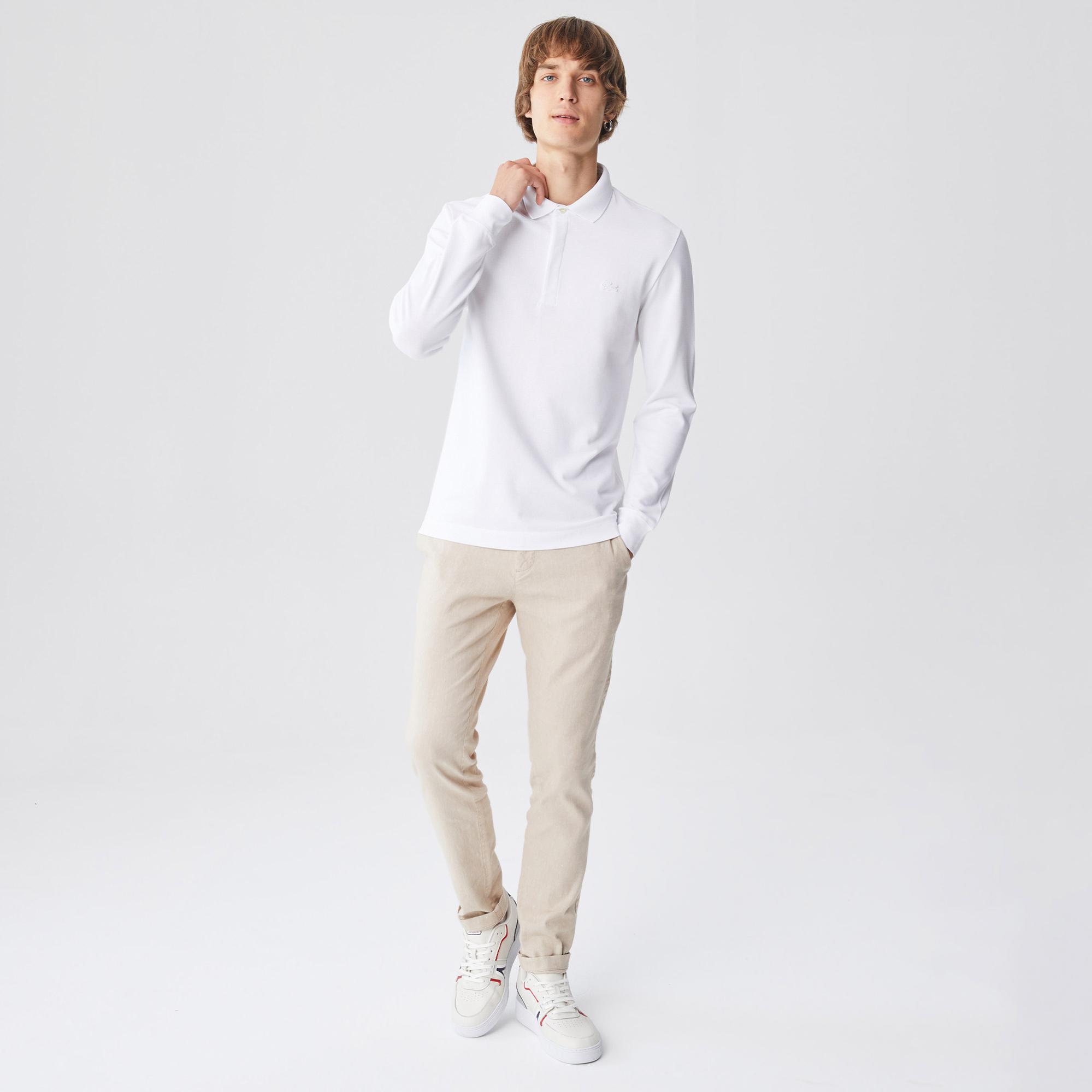 Lacoste Erkek Regular Fit Uzun Kollu Beyaz Paris Polo