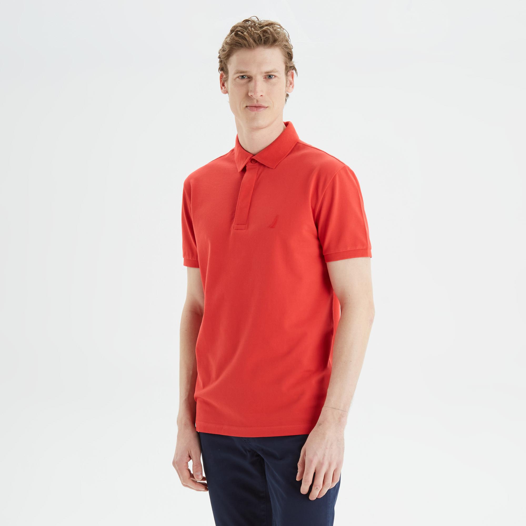Nautica Erkek Kırmızı Slim Fit Kısa Kollu Polo Yaka T-Shirt