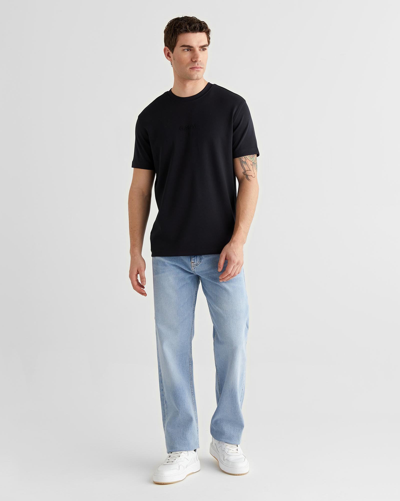 GANT Erkek Siyah Baskılı Kısa Kollu T-Shirt