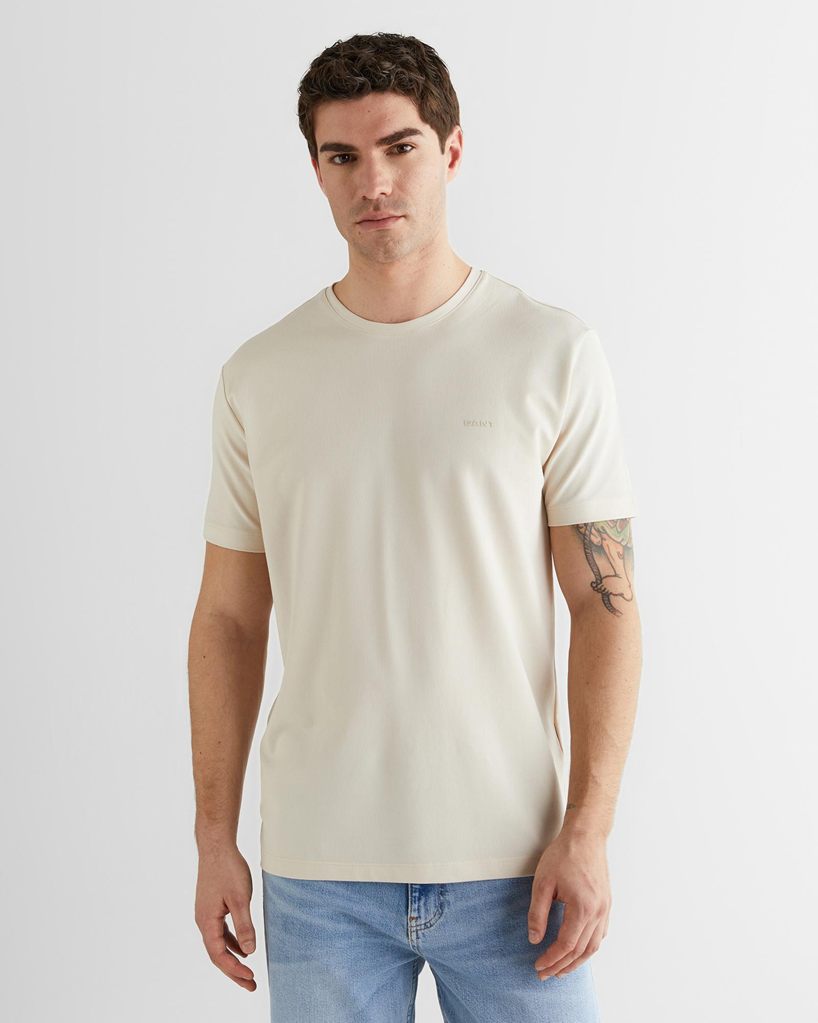 GANT Erkek Bej Baskılı Kısa Kollu T-Shirt