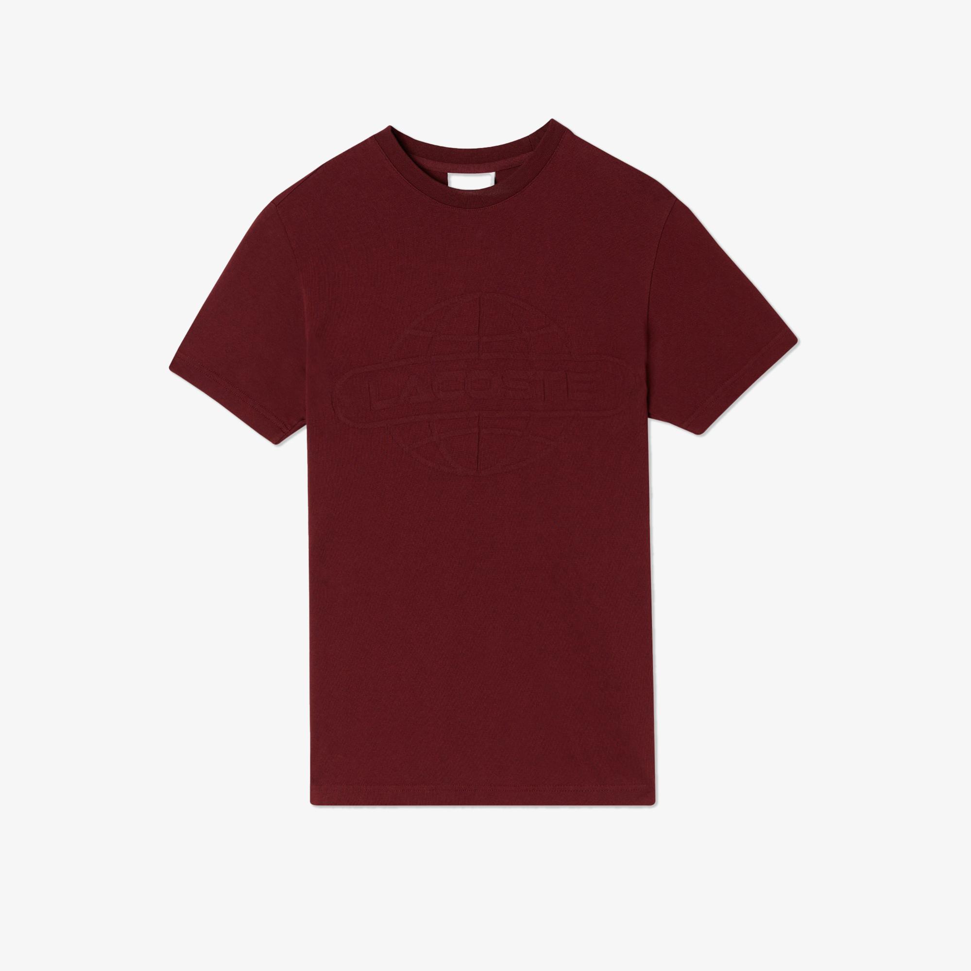 Erkek Regular Fit Bisiklet Yaka Baskılı Bordo T-Shirt