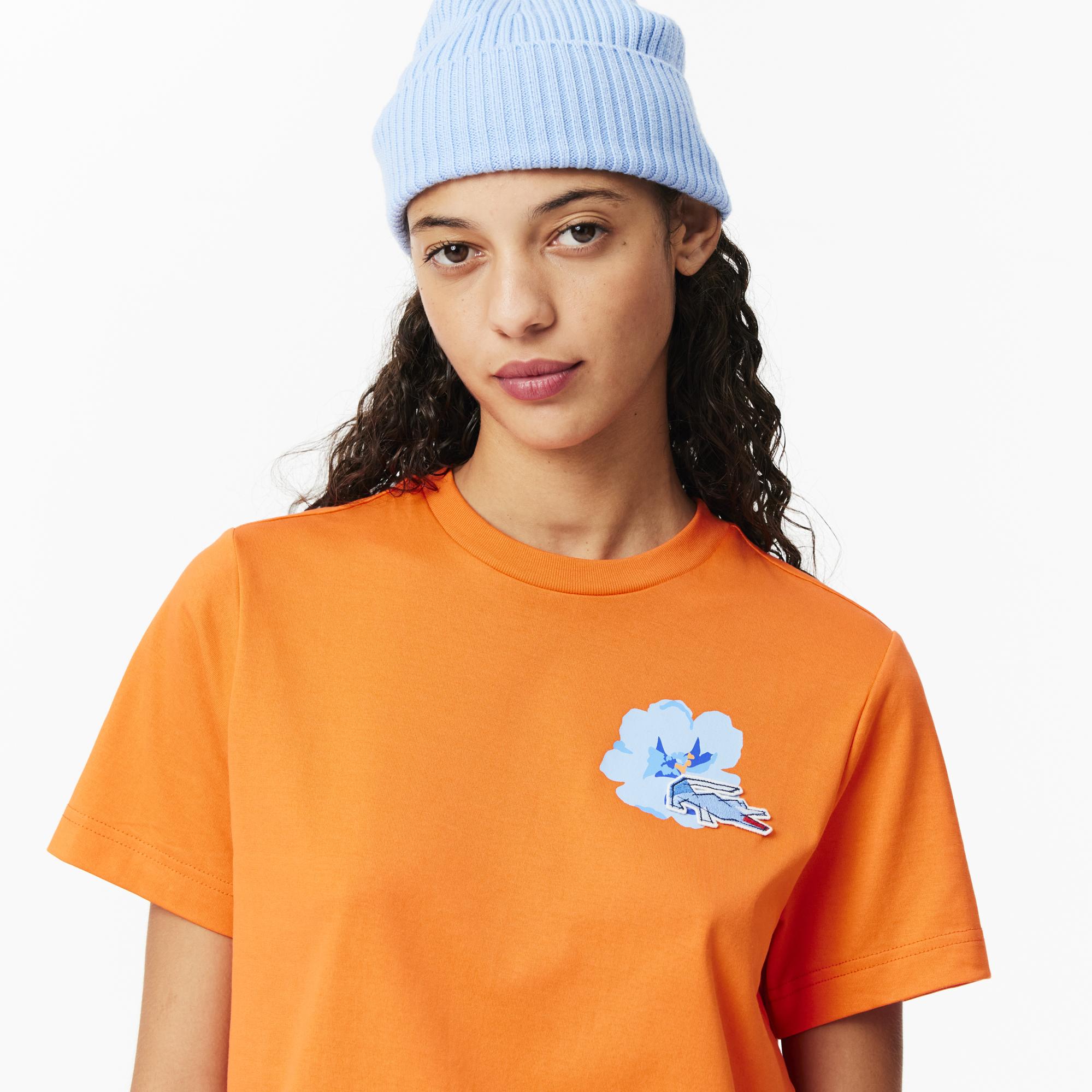 Kadın Regular Fit Bisiklet Yaka Turuncu T-Shirt