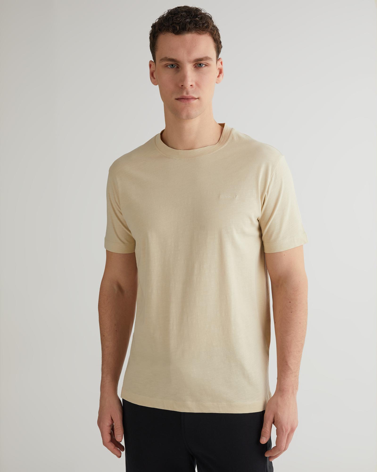 GANT Erkek Bej Regular Fit Bisiklet Yaka T-shirt