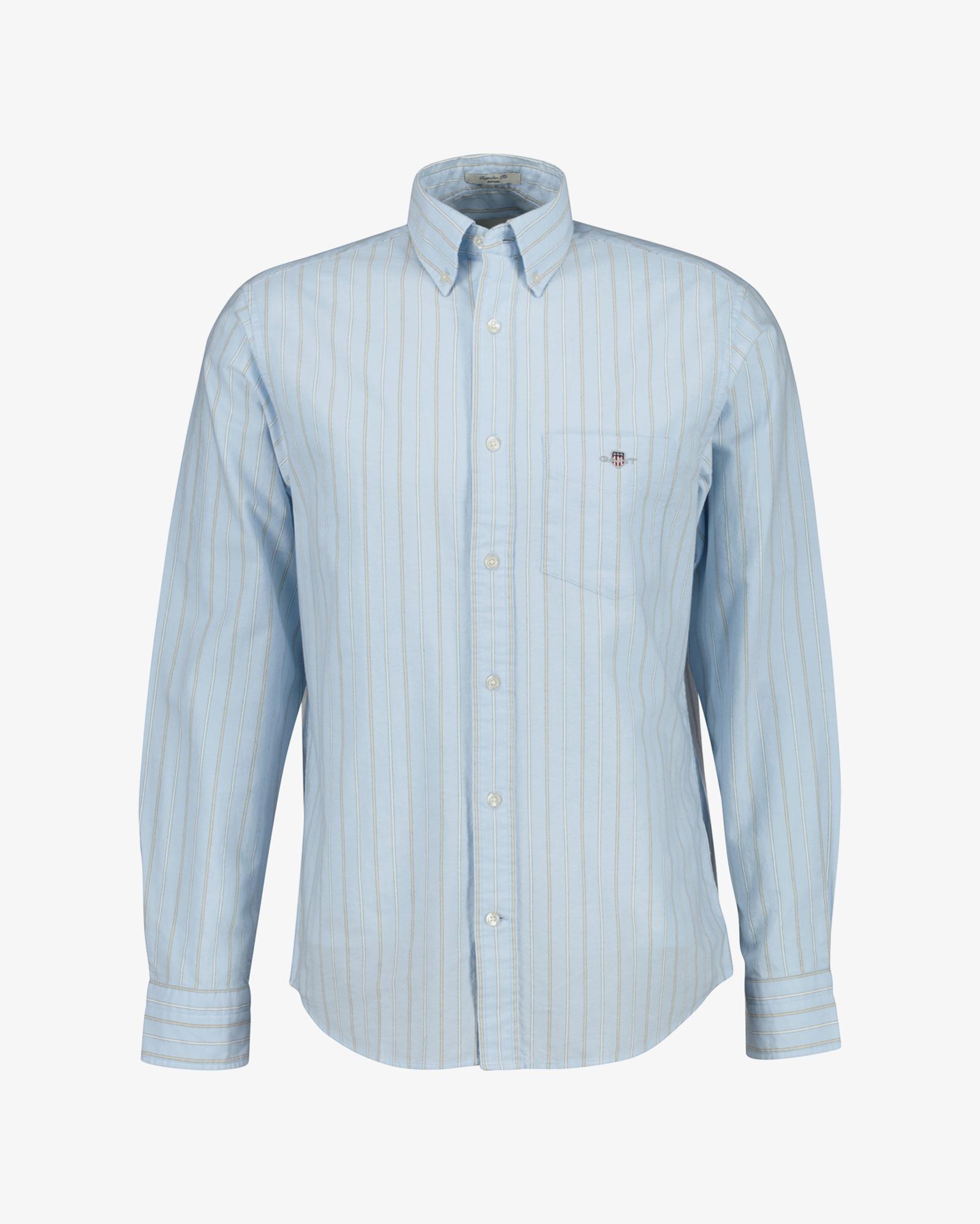 GANT Erkek Mavi Regular Fit Çizgili Logolu Gömlek