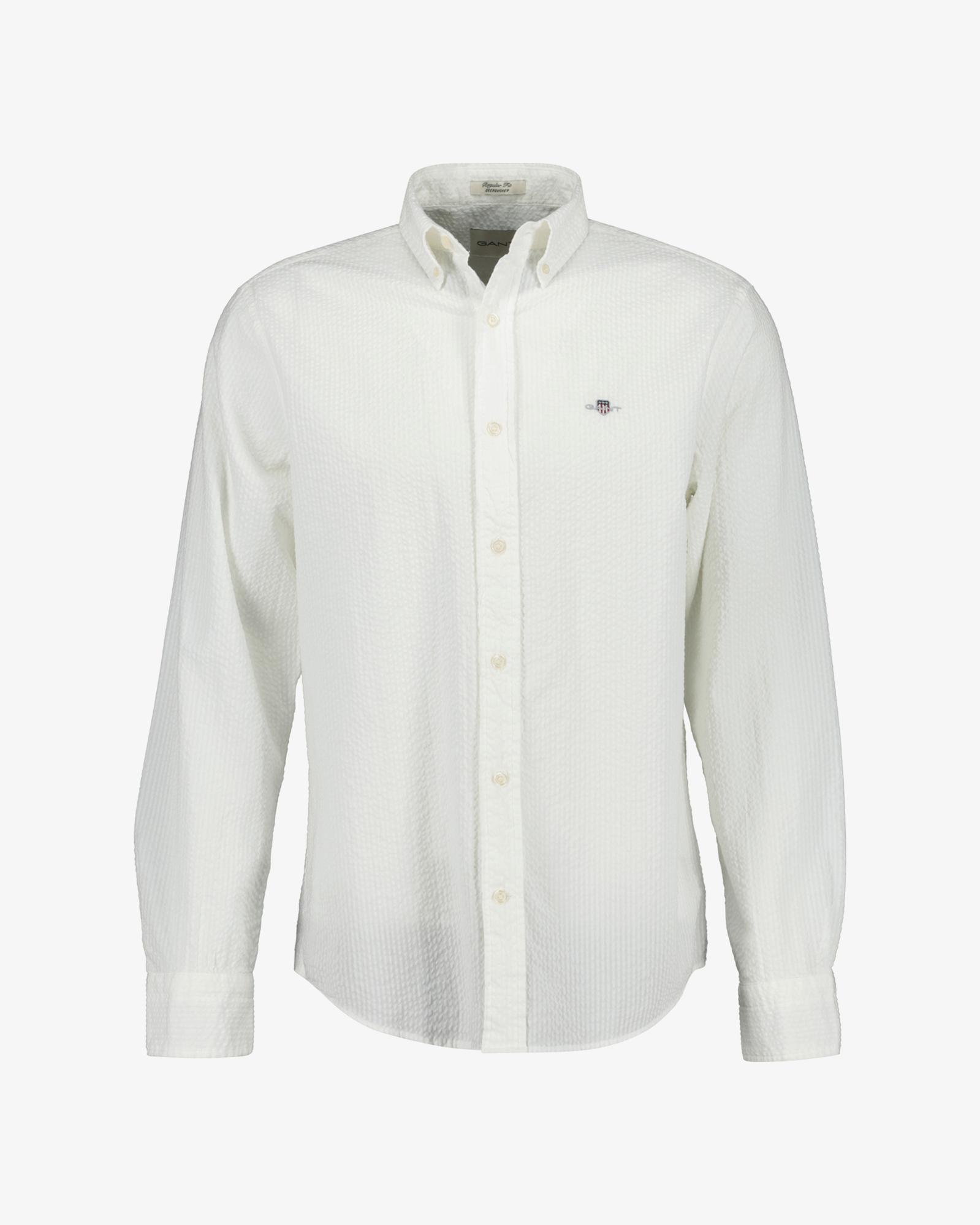 GANT Erkek Beyaz Düğmeli Yaka Logolu Gömlek
