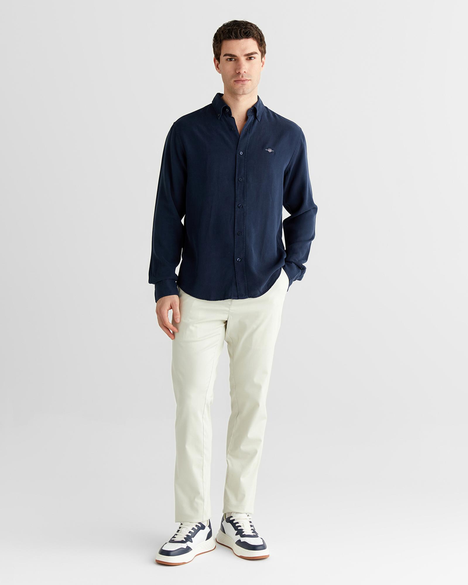 GANT Erkek Lacivert Regular Fit Düğmeli Yaka Gömlek