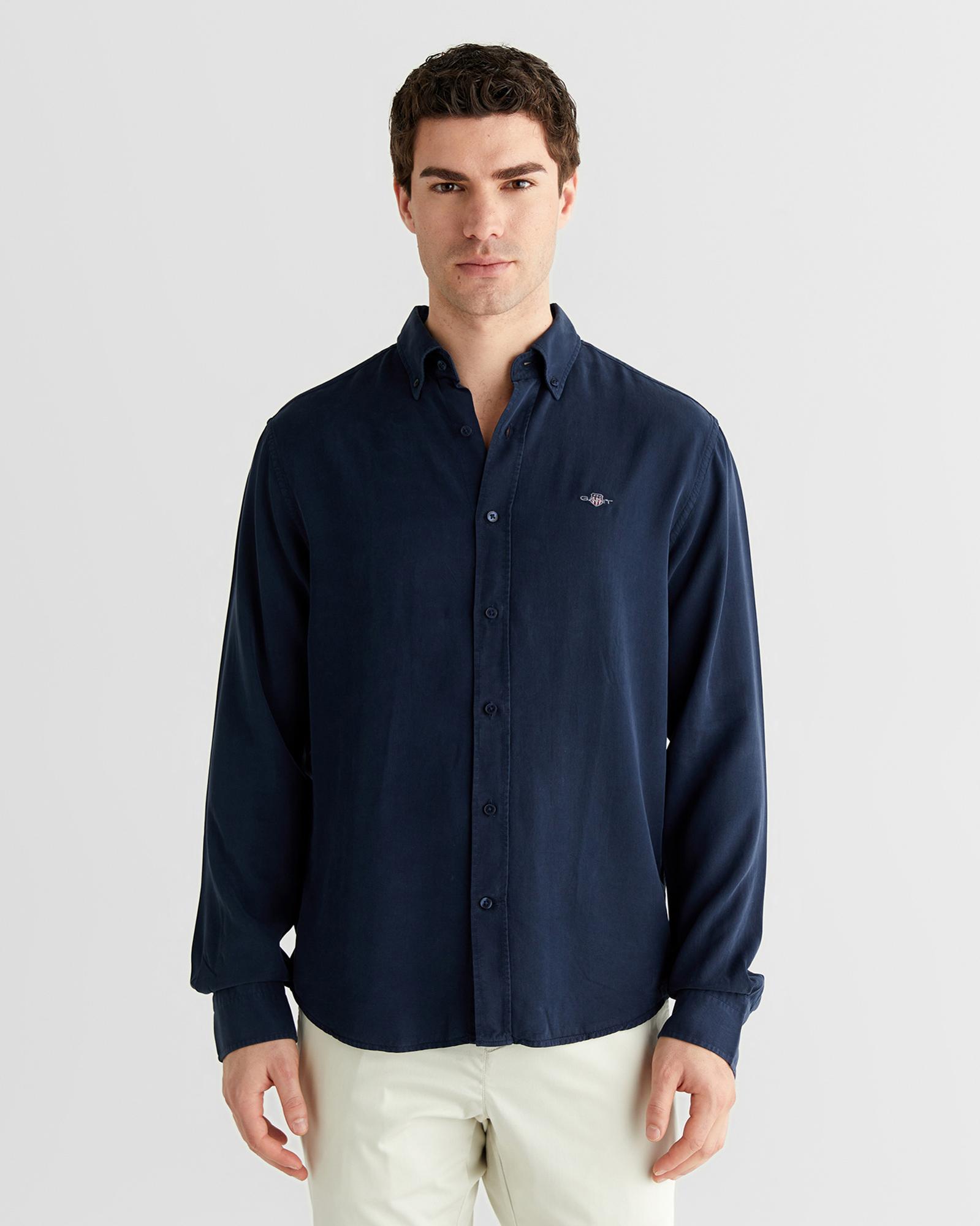GANT Erkek Lacivert Regular Fit Düğmeli Yaka Gömlek