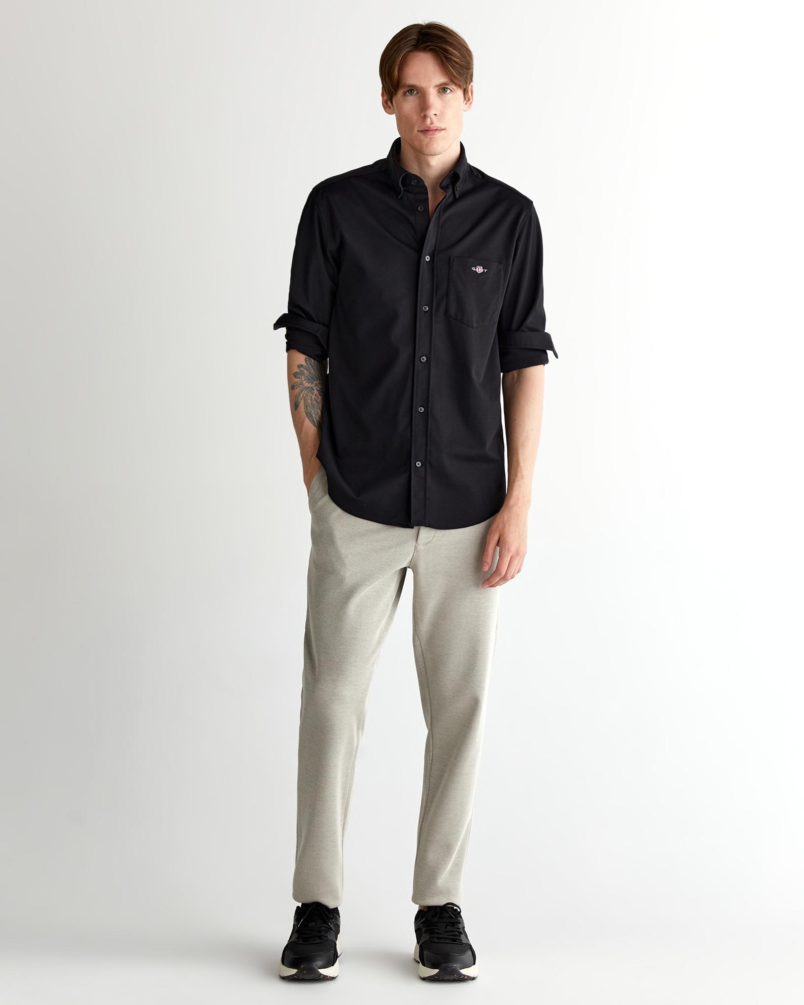 GANT Erkek Siyah Regular Fit Düğmeli Yaka Gömlek